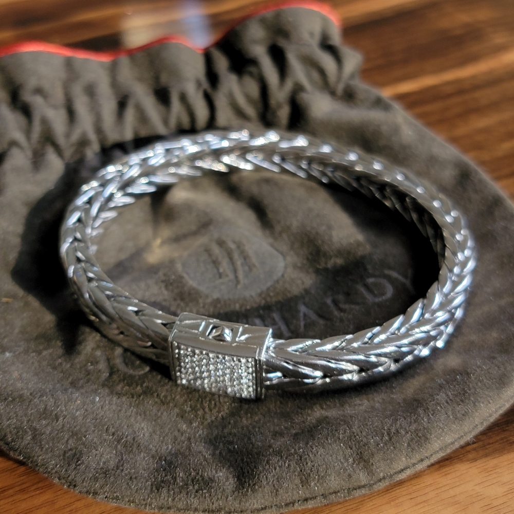 John Hardy Sterling Silver Modern Chain Pavé Diamond Bracelet